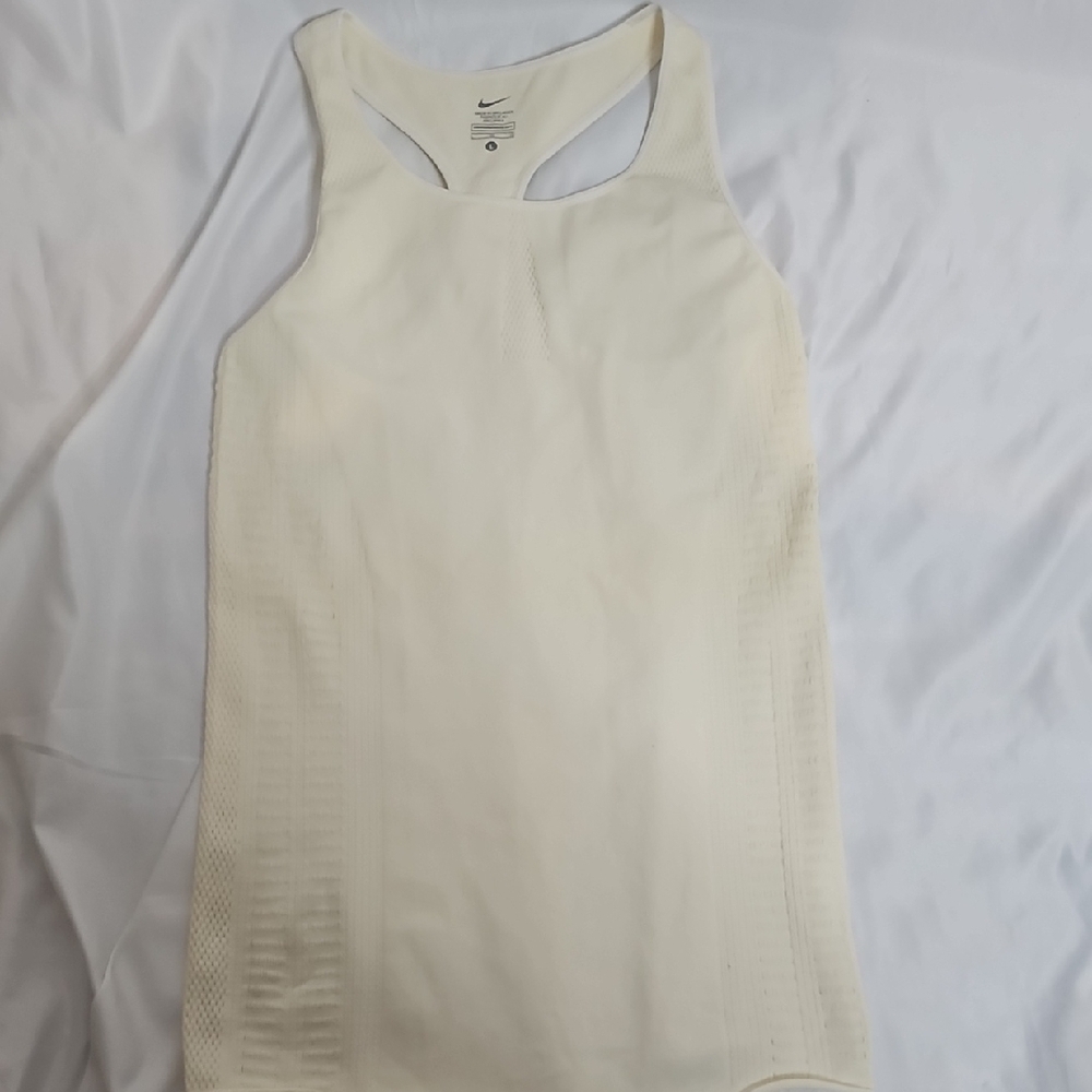 Nike Cream Racerback Tank Top Fitted Cut Out